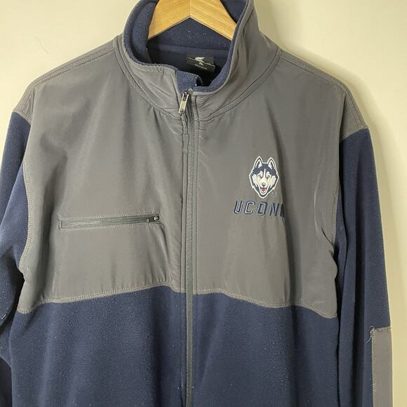UCONN Huskies Zip Up Fleece Embroidered Jacket Colosseum NCAA Blue Gray Men XL - Picture 5 of 15